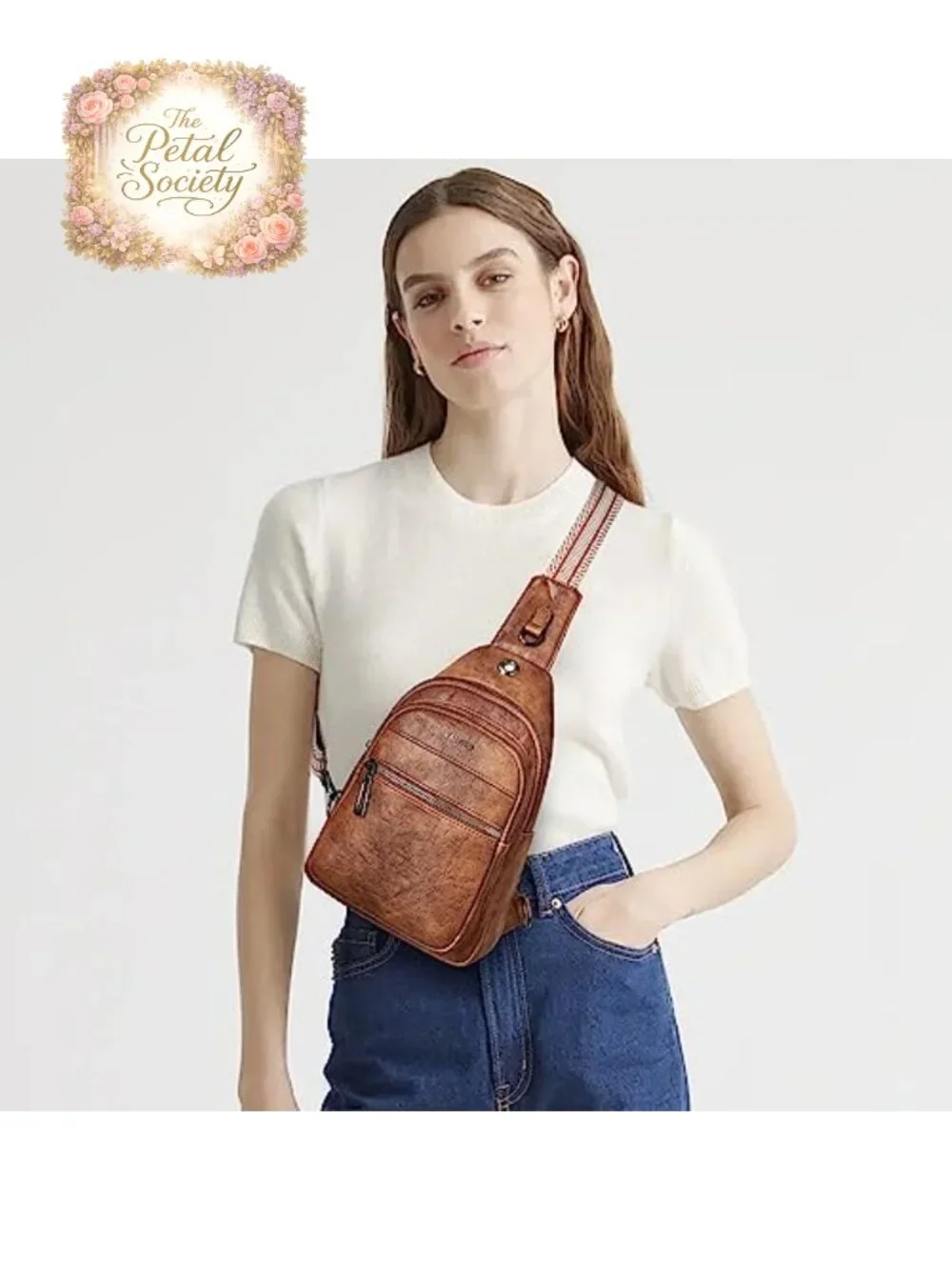 Faux Leather Anti Theft Sling Bag Crossbody Backpack Waterproof
